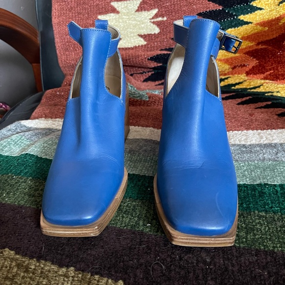 Free People Brady Buckle Bootie Leather Blue sz 39 8.5 - Picture 10 of 10
